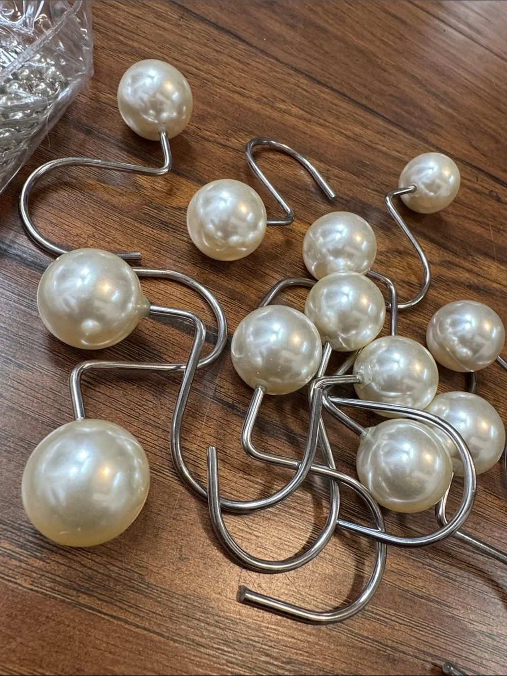 Assorted Decorative Curtain Hooks Pearl Silver Metal Drapery Rings Mixed Lot